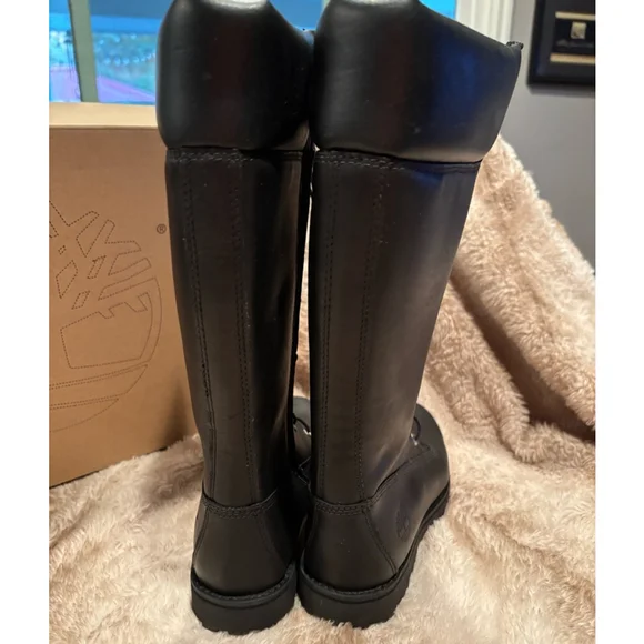 Women's Timberland Tall Boots Size 6.5 Black Leather Lace Up (youth 4.5) - Picture 7 of 8